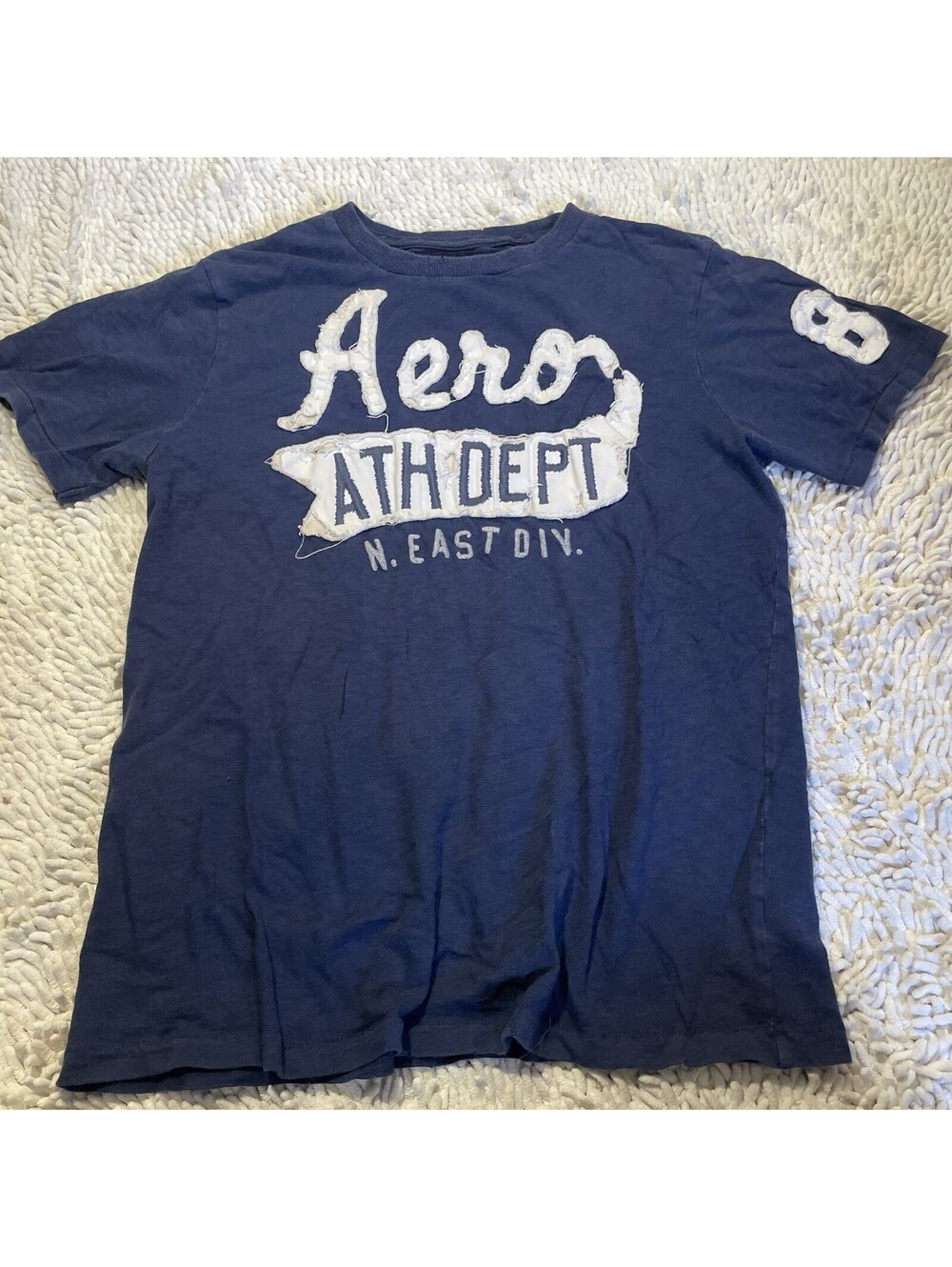 Aeropostale T-Shirt Mens Size Large Blue Aero 87 Graphic Applique Varsity Casual